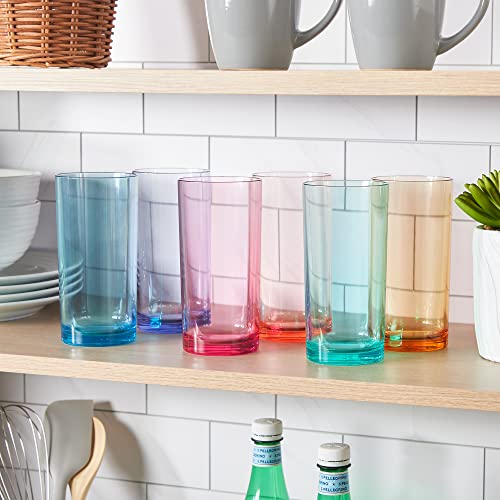 Classic Plastic Reusable Drinking Glasses (Set of 6) 16oz Water Cups Assorted Colors | BPA-Free Tumblers, Made in USA | Top-Rack
