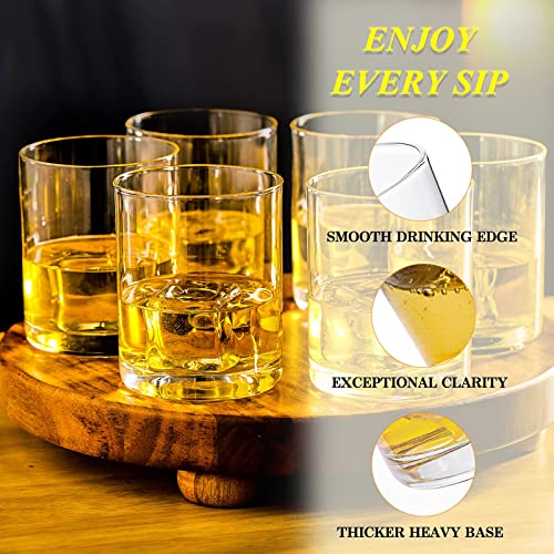 Heat-Resistant Drinking Glasses Set of 6 Double Fashioned Glass Lowball Tumblers 13.8oz Made From Premium Borosilicate All