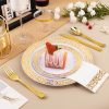 700PCS Gold Plastic Dinnerware Set for 100 Guests, Disposable Plates for Party, Include 100 Gold Dinner Plates, 100 Dessert