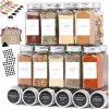 Glass Spice Jars with Labels with Metal Lids and Shakers Farmhouse 36 Pack Set, 4oz Small Clear Empty Spice Bottles Seasoning