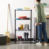 4-Shelf Steel Wire Storage Rack, Adjustable, Sturdy, Easy Assembly, 13.4 D x 23.2 W x 48 H in, Black
