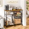 Kitchen Microwave Cart, Microwave Stand with Adjustable Shelf, Coffee Bar Stand Kitchen Baker's Rack with Wheels Rolling Storage