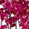 Potted Silk Faux Artificial Flowers Arrangements Realistic Purple Fuchsia Orchid in White Ceramic Pot for Home Decoration Living