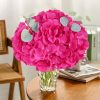 60 PCS Hot Pink Hydrangea Artificial Flowers Bulk (Not Squished) Realistic Fake Flowers Hydrangea Silk Flowers with Stems for