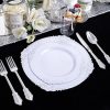 350PCS Silver Plastic Plates - Silver Plastic Dinnerware Sets for 50 Guests - 100 Disposable Plates, 150 Silverware, 50 Cups, 50