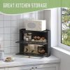 Black Corner Bread Box for Kitchen Countertop, Large Bread Container Storage Bamboo Wooden Farmhouse Bread Box with Window Bread