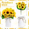 6 Sets Fake Sunflower Centerpiece Table Decorations with 6 Pcs 6 Inch Large Vase and 12 Pcs Sunflower Bouquets Artificial