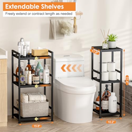 3-Tier Expandable Storage Shelves, 110LBS Heavy Duty Metal Shelving Unit, Adjustable Laundry Room Organization and Storage Shelf