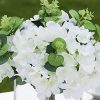 Silk Hydrangea Artificial Flowers with Vase, Mixed Fake White Hydrangea Flowers and Greenery in Faux Water Vase for Dining Table