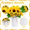 6 Sets Fake Sunflower Centerpiece Table Decorations with 6 Pcs 6 Inch Large Vase and 12 Pcs Sunflower Bouquets Artificial