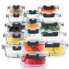 30 Pieces Glass Food Storage Containers Set, Glass Meal Prep Containers Set with Snap Locking Lids, Airtight lunch Containers
