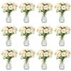 37 Pack Fake Flowers with Vase 24 Bundles Artificial Hydrangea Bouquets 12 Clear Vase for Home Office Farmhouse Centerpiece