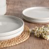 Stoneware Dinnerware Sets, 18-Piece Plates and Bowls Set for 6, Dishes Set for Home Restaurant, Speckled Milky White