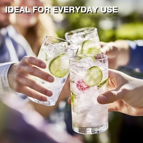 Plastic Drinking Glasses Set of 8, 14oz Rocks & 20oz Water Cups, Unbreakable Plastic Glasses Drinkware, Clear Kitchen Tumblers