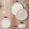 Stoneware Dinnerware Sets, 18-Piece Plates and Bowls Set for 6, Dishes Set for Home Restaurant, Speckled Milky White