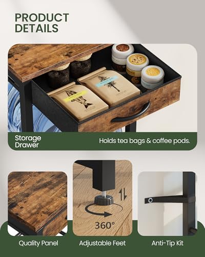 5-Gallon Water Jug Holder, Water Bottle Holder, 4-Tier Kettle Storage Shelf with Drawer, Water Dispenser Replacement Parts, for