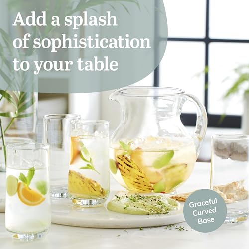 Ascent Tumbler and Rocks Drinking Glasses Set of 16, Glass Drinking Glasses with Curvature, Versatile Glassware Set for Parties