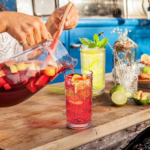 6 Pack 12 oz Romantic Water Glasses, Premium Drinking Glasses Tumblers for Beverages, Beer, Refreshments, Vintage Glassware Set