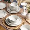 Stoneware Dinnerware Sets, 18-Piece Plates and Bowls Set for 6, Dishes Set for Home Restaurant, Speckled Milky White