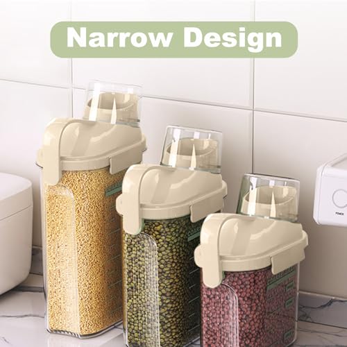 2-Pack Airtight Cereal & Dry Food Storage Containers, BPA-Free Plastic Rice Containers with Lids & Measuring Cup, Kitchen &