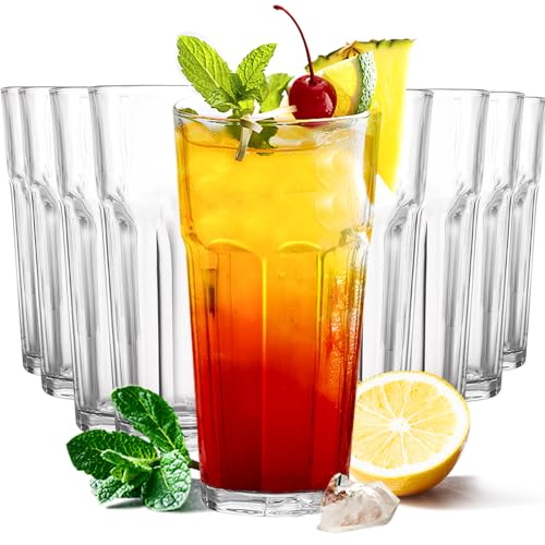 Highball Drinking Glasses Set of 9, Water Glasses 16 oz,Iced Tea Glasses for Water, Juice,