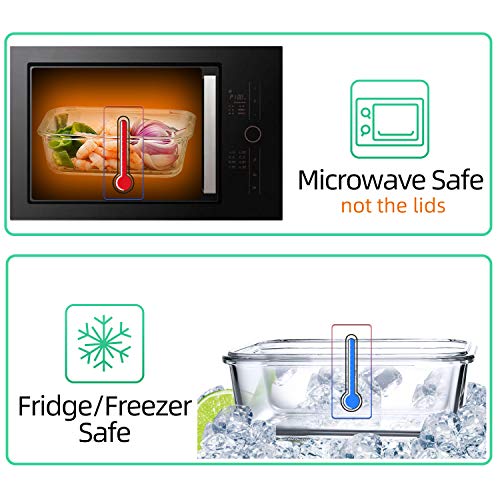 [10 Pack] Glass Meal Prep Containers, Food Storage Containers with Lids Airtight, Glass Lunch Boxes, Microwave, Oven, Freezer