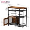 Coffee Bar Cabinet Station - Farmhouse Small Coffee Stand Station with Doors, Rustic Storage Organizer for Kitchen, Buffet