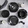 Stone + Lain Jamie Porcelain 16-Piece Geometric Dinnerware Set, Black