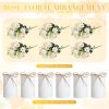 6 Sets Wedding Centerpiece for Table Decoration Artificial Fake Rose Flowers with Metal Vase, Faux Silk Rose Bouquet Floral