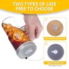 2 Pcs Glass Cups with Lids and Straws, 20oz/600ml Ice Glass Coffee Cups with Lids, Reusable Wide Mouth Tumbler with Handle &