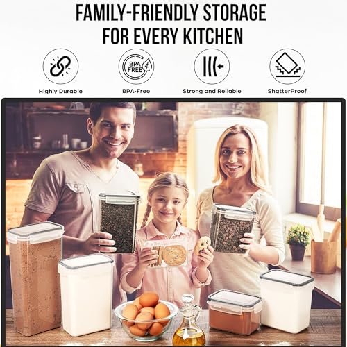 40 PCS Airtight Food Storage Containers with Lids - BPA Free Durable Plastic Leakproof Flour Sugar Cereal Containers Storage for