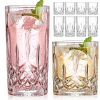 Drinking Glasses, 8 Piece Crystal Glass Cups, Mixed Glassware Set, 4 pcs Crystal Old Fashioned 11oz Highballs and 4 pcs 11oz