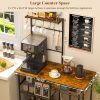Baker's Rack for Kitchen with Storage, Microwave Stand with Adjustable Shelves and 10 S Hooks, 6-Tier Coffee Bar Station,