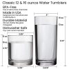 Classic Clear Plastic Reusable Drinking Glasses (Set of 8) 12oz Rocks & 16oz Water Cups | BPA-Free Tumblers, Made in USA |