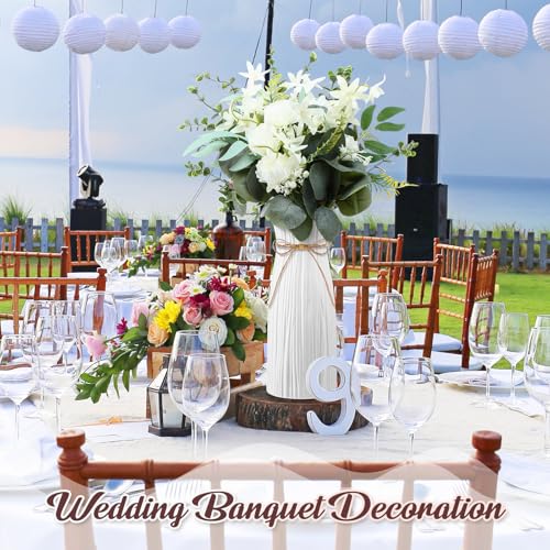 5 Sets Faux Flowers in Vase Fake Flowers with Vase Wedding Centerpiece for Table Faux Eucalyptus Leaves Floral Arrangements for