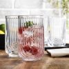 Drinking Glasses Set of 4. 17oz Vintage Ripple Cocktail Glasses, Ribbed Highball Glass Cups. Arch Designed Art Deco Glassware