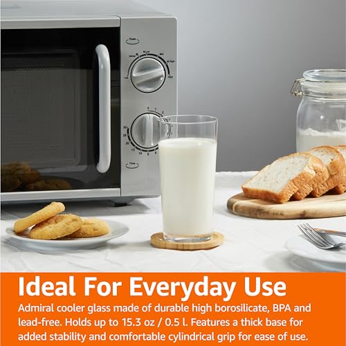 Admiral Cooler Borosilicate Glass Cup, 14.7 oz, Microwave-Safe, Commercial-grade, 24-Pack, Transparent