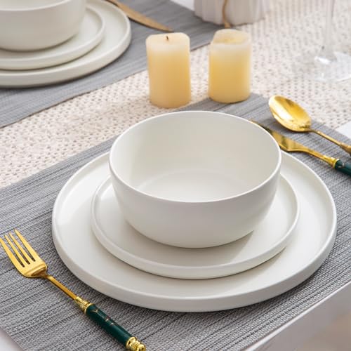 Stoneware Dinnerware Sets for 6,Reactive Ceramic Plates and Bowls Set,Highly Chip and Crack Resistant | Dishwasher & Microwave