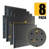Peg Board, 8 Pack Metal Pegboard Panels White & Black Pegboards Wall Organizer with 50 Pcs Hooks, Peg Board for Walls Home,
