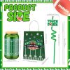 20 Pcs 13.5 oz Football Drinking Glasses Christmas Gift Bag Set with Lids and Straws Birthday Party Can Shaped Cups Glass Cups