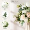 12 Bundles Artificial Peonies Flowers Artificial Silk Rose Faux Dahlia Fake Chamomile Hydrangea Bouquet Bulk for Vase Home