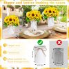 6 Sets Fake Sunflower Centerpiece Table Decorations with 6 Pcs 6 Inch Large Vase and 12 Pcs Sunflower Bouquets Artificial