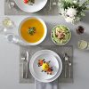 24-Piece Gourmet Porcelain Dinnerware Sets, Modern White Round Dish Set for 6 - Premium Serving Plates and Bowls Sets for