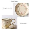 8 oz Vintage flower Ceramic cup and 6" saucer sets with Brand customized stainless steel spoon Gifts for Afternoon Tea Coffee