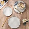 Stoneware Dinnerware Sets, 18-Piece Plates and Bowls Set for 6, Dishes Set for Home Restaurant, Speckled Milky White