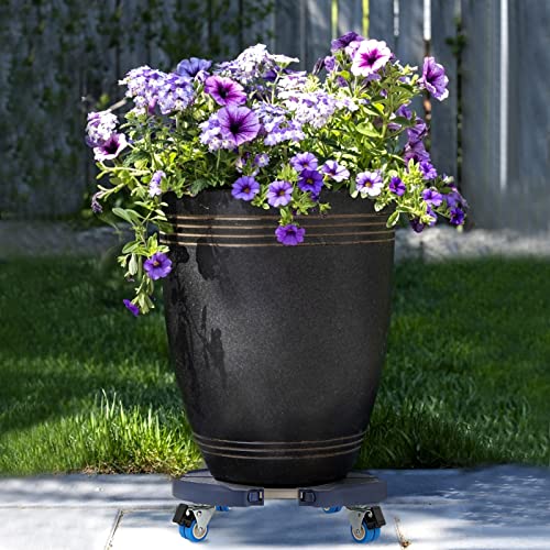 Plant Caddy with Wheels Heavy Duty 440lbs Capacity, Adjustable 15-21 Inch Rolling Plant Stand Indoor Outdoor, Large Plant Cart