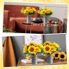 6 Sets Sunflowers Centerpieces for Tables Artificial Sunflower with Vase Rustic Faux Flower for Home Summer Spring Kitchen Decor