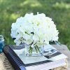 Artificial Hydrangea Silk Flowers Arrangements in Cube Glass Vase for Home Wedding