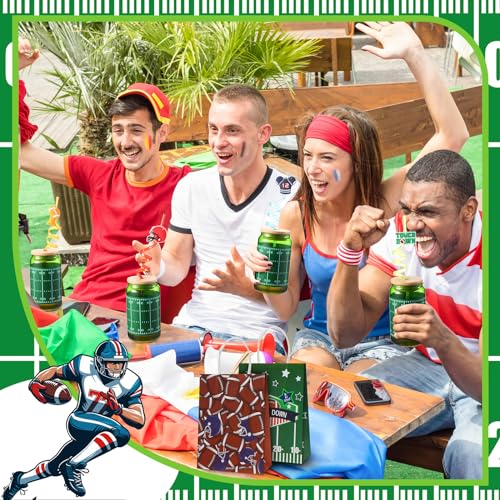20 Pcs 13.5 oz Football Drinking Glasses Christmas Gift Bag Set with Lids and Straws Birthday Party Can Shaped Cups Glass Cups