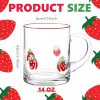 4 Pack Strawberry Glass Cups 14oz Juice Mug with Handle Clear Drinking Glasses Double Old Fashioned Handblown Cocktail Glassware